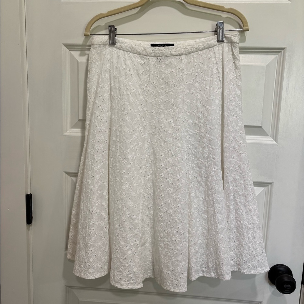 GNW White Textured A-Line Skirt